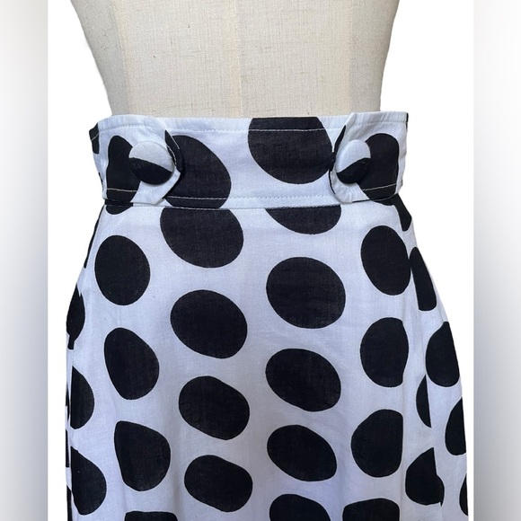 eShakti White Black Polka Dot A-Line Skirt Sz Small​​ - Picture 6 of 9